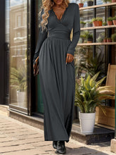 Perfee Lace Detail Slit V-Neck Long Sleeve Dress OutfitFlow